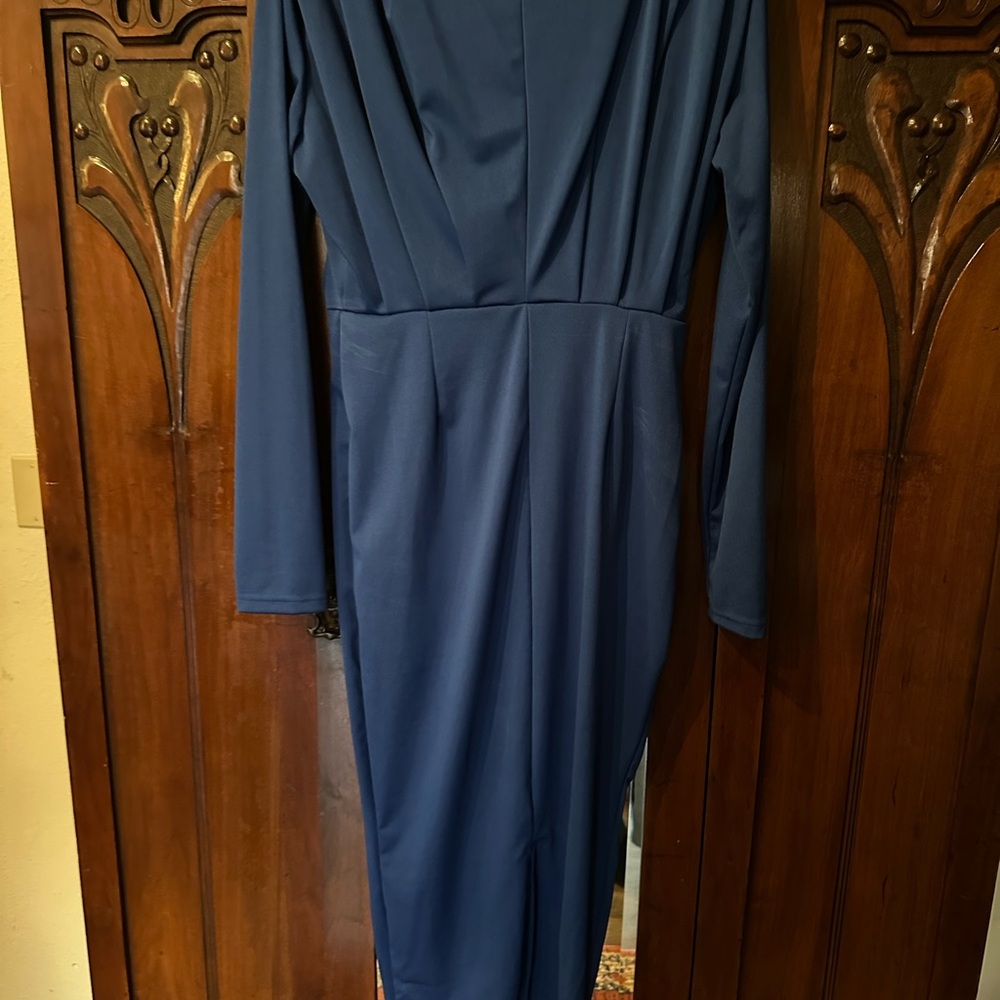Halloween - Nomad Costume Deep Blue Long Pencil Dress with Long Sleeves